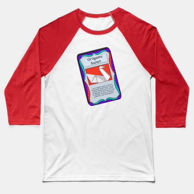 Origami Trading Card - Swan Baseball T-Shirt by Fun Funky Designs